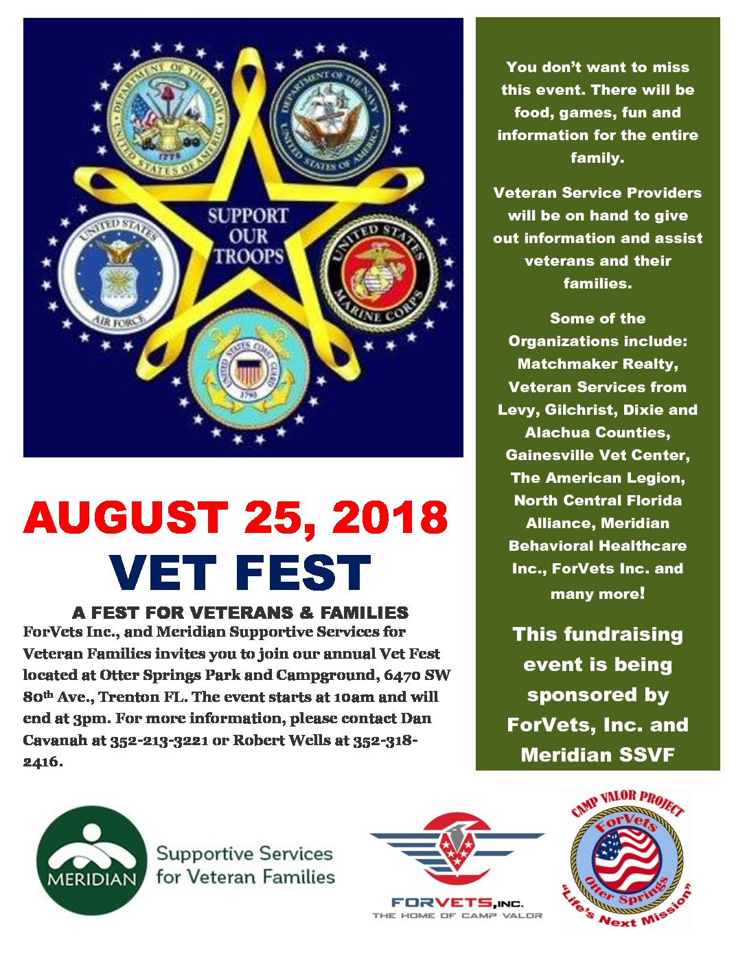 Vet Fest Fundraiser – Aug. 25th 2018,  10 am – 3 pm