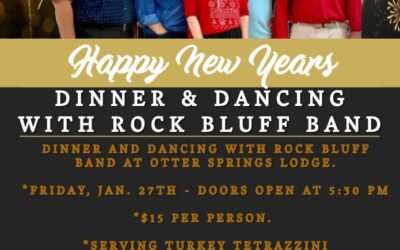 DININER AND DANCING WITH ROCK BLUFF BAND – Jan. 27, 2023